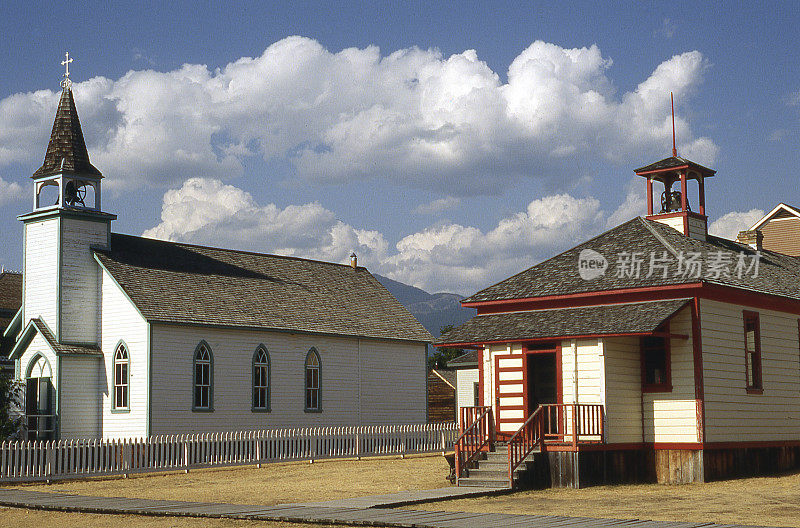教堂和学校Fort Steele遗产镇加拿大不列颠哥伦比亚省